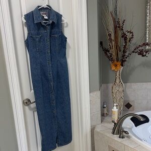 bill blass Dark Blue Sleeveless Denim Maxi Dress